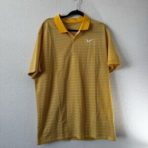 Nike Dri-FIT Yellow Striped Polo Shirt Men’s XL Golf Athletic
